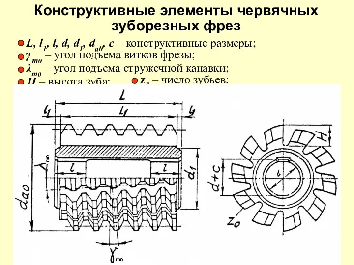 Конструктивные элементы червячных зуборезных фрез