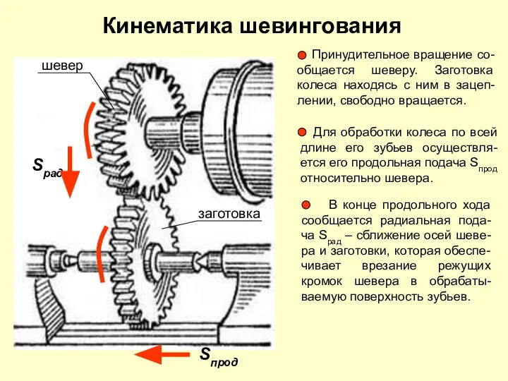 Кинематика шевингования Sпрод Sрад