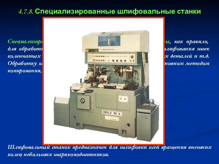 4.7.8. Специализированные шлифовальные станки Специализированные шлифовальные станки предназначены, как правило, для