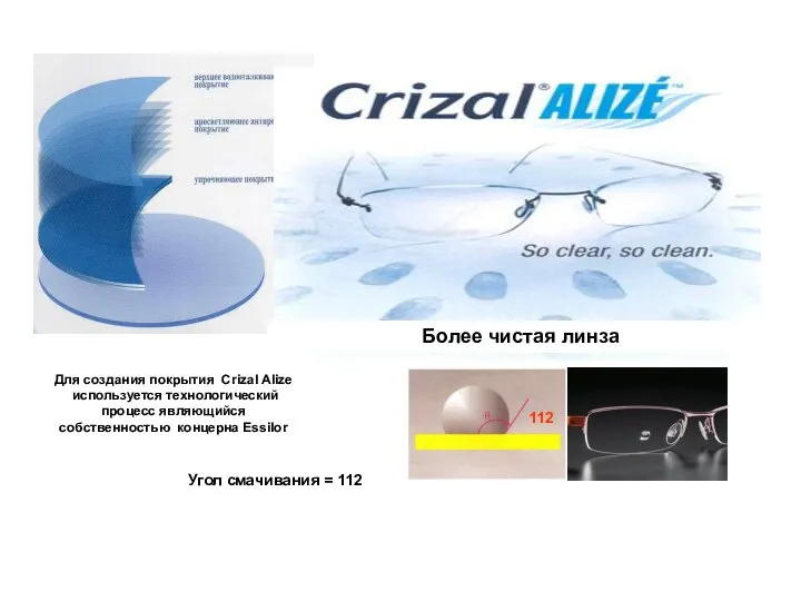 Более чистая линза Для создания покрытия Crizal Alize используется технологический процесс