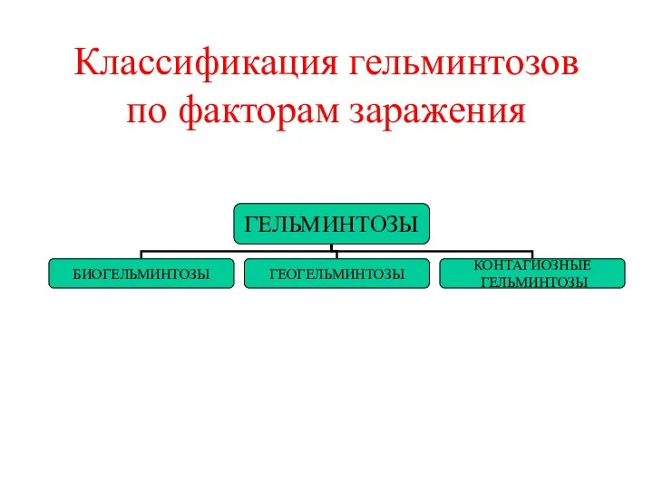 Классификация гельминтозов по факторам заражения