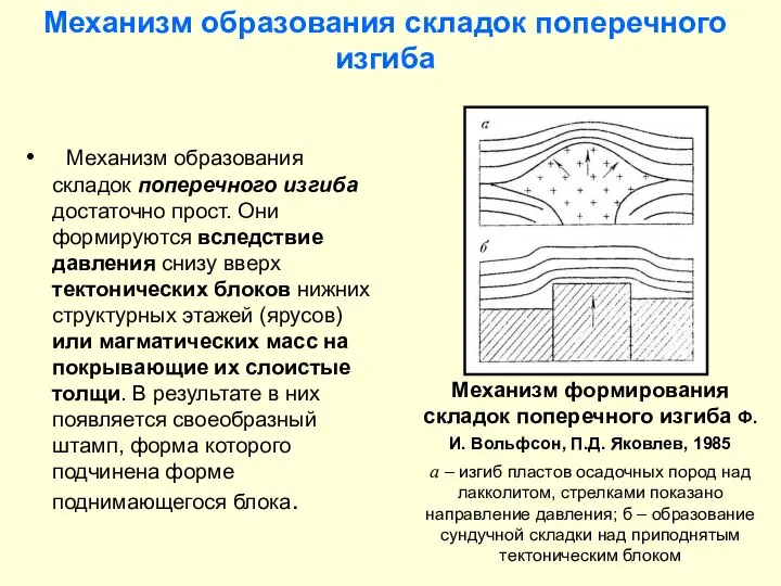 Механизм образования складок поперечного изгиба Механизм образования складок поперечного изгиба достаточно