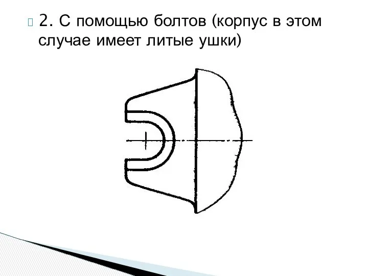 2. С помощью болтов (корпус в этом случае имеет литые ушки)