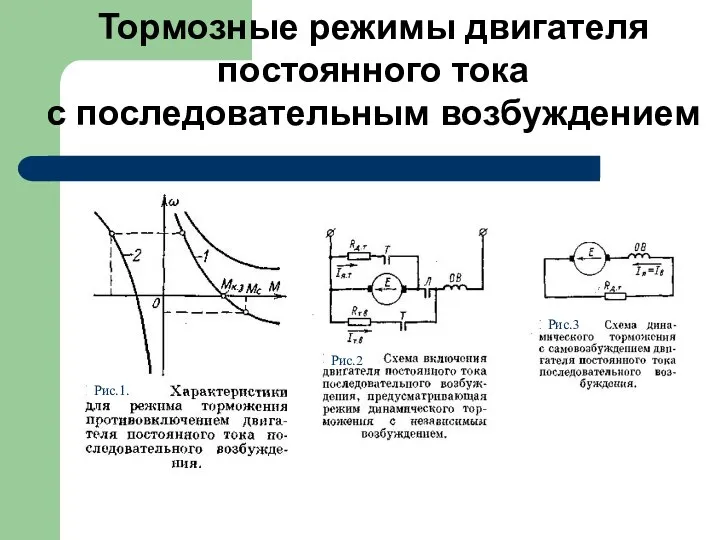 Тормозные режимы двигателя постоянного тока с последовательным возбуждением