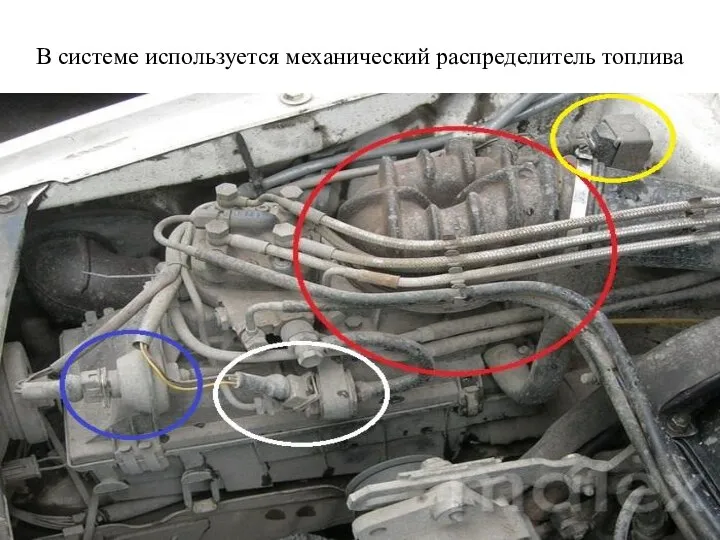 В системе используется механический распределитель топлива