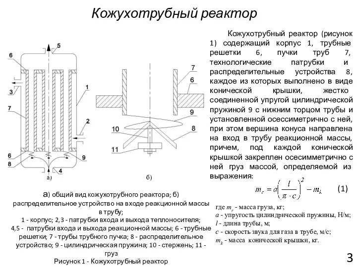 Кожухотрубный реактор а) общий вид кожухотрубного реактора; б) распределительное устройство на