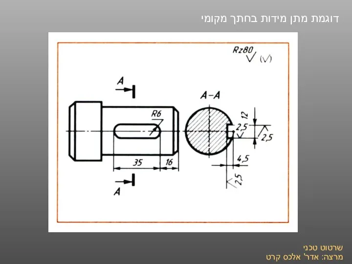 שרטוט טכני מרצה: אדר' אלכס קרט דוגמת מתן מידות בחתך מקומי