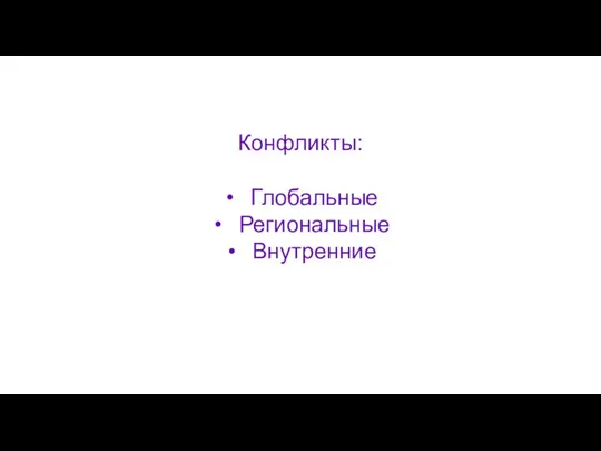 Конфликты: Глобальные Региональные Внутренние