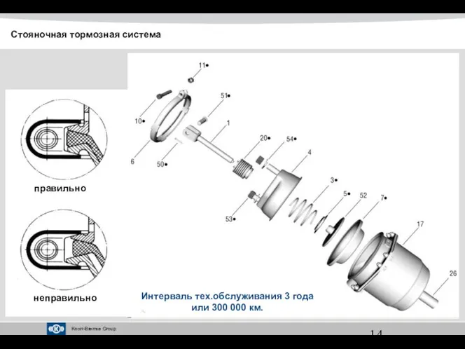 Интерваль тех.обслуживания 3 года или 300 000 км. Стояночная тормозная система правильно неправильно