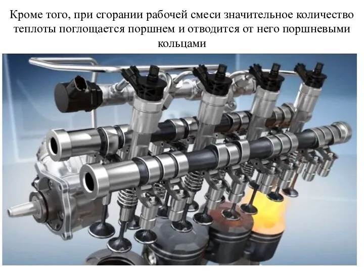 Кроме того, при сгорании рабочей смеси значительное количество теплоты поглощается поршнем