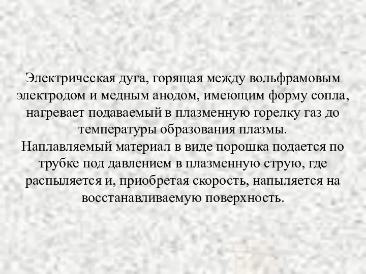 Электрическая дуга, горящая между вольфрамовым электродом и медным анодом, имеющим форму