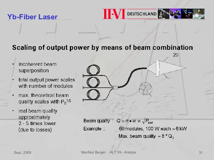 Sept. 2009 Manfred Berger - ALT`09 - Antalya Yb-Fiber Laser