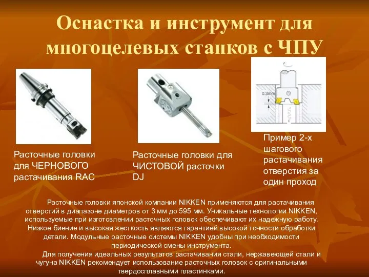 Оснастка и инструмент для многоцелевых станков с ЧПУ Расточные головки для