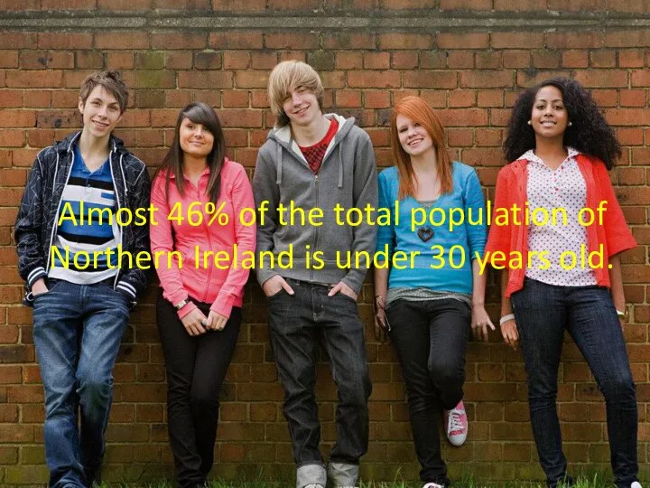 Almost 46% of the total population of Northern Ireland is under 30 years old.