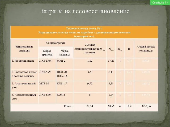 Затраты на лесовосстановление Слайд № 17