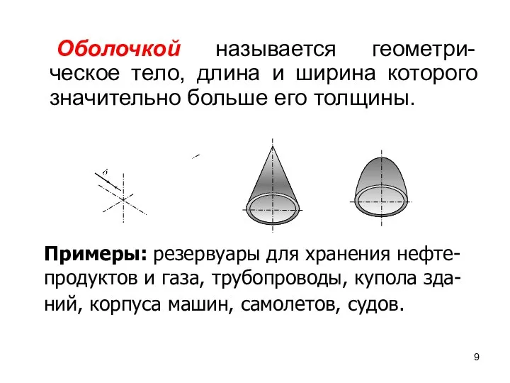 Оболочкой называется геометри-ческое тело, длина и ширина которого значительно больше его