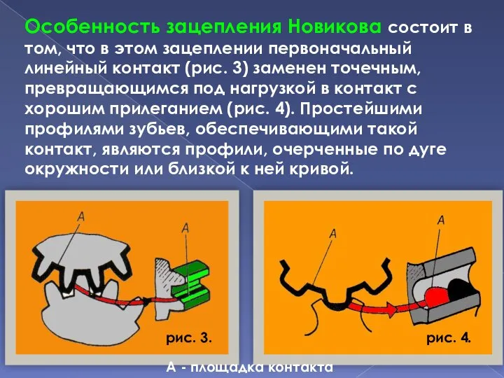 Особенность зацепления Новикова состоит в том, что в этом зацеплении первоначальный