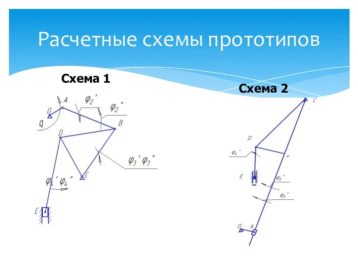 Расчетные схемы прототипов Схема 1 Схема 2