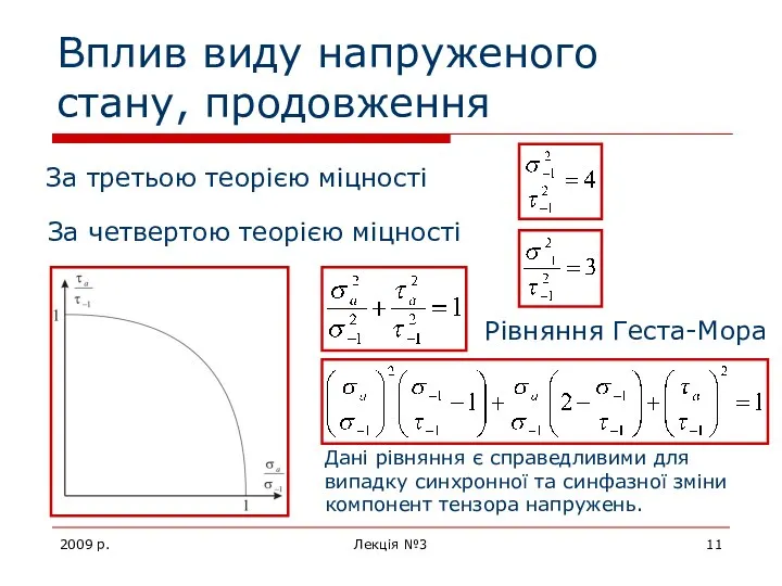 2009 р. Лекція №3 Вплив виду напруженого стану, продовження За третьою