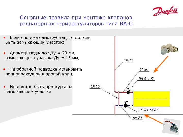 На обратной подводке установить полнопроходной шаровой кран; Не должно быть арматуры