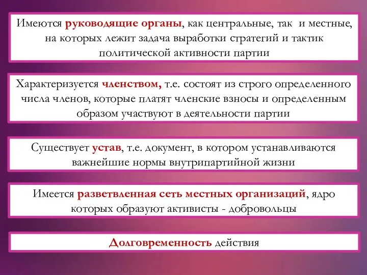 Имеются руководящие органы, как центральные, так и местные, на которых лежит