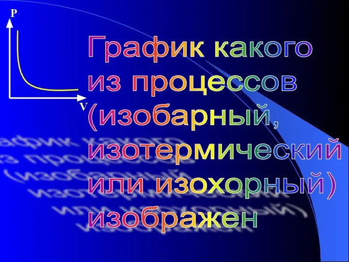 График какого из процессов (изобарный, изотермический или изохорный) изображен P V