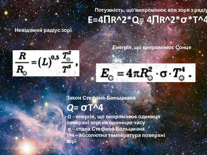 Закон Стефана-Больцмана Q= σT^4 Q – енергія, що випромінює одиниця поверхні