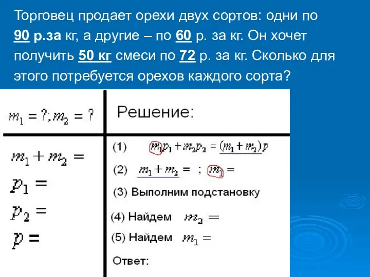 Торговец продает орехи двух сортов: одни по 90 р.за кг, а