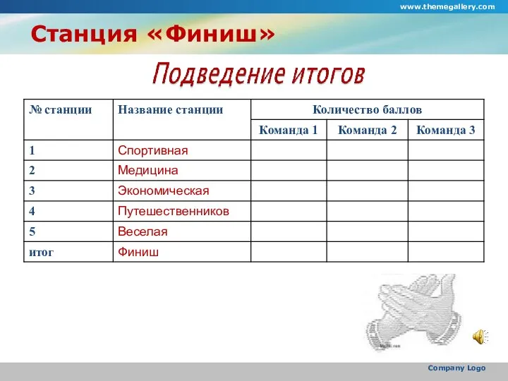 Станция «Финиш» www.themegallery.com Company Logo