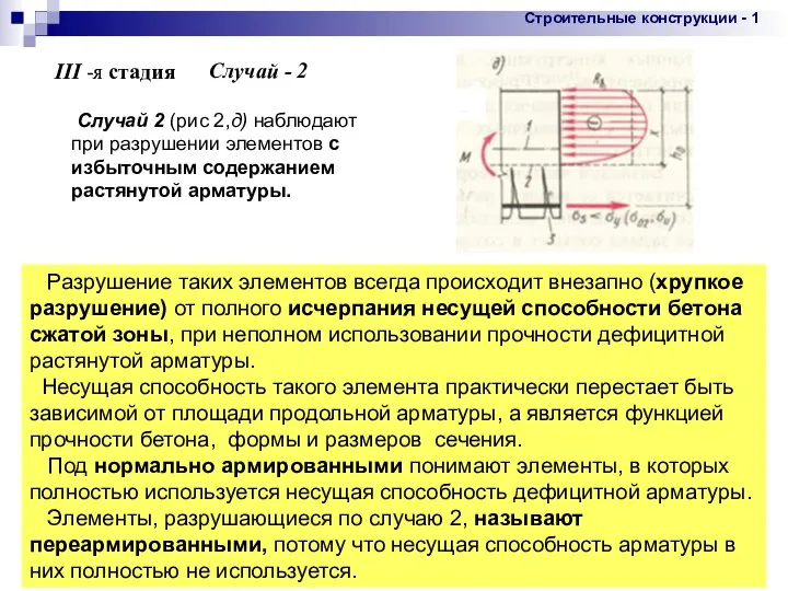 * Разрушение таких элементов всегда происходит внезапно (хрупкое разрушение) от полного