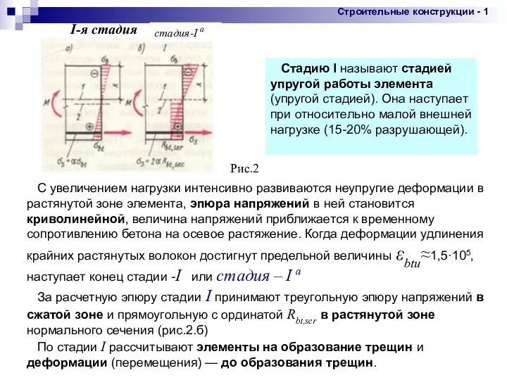 * С увеличением нагрузки интенсивно развиваются неупругие деформации в растянутой зоне