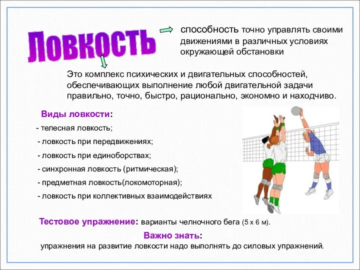 Ловкость способность точно управлять своими движениями в различных условиях окружающей обстановки