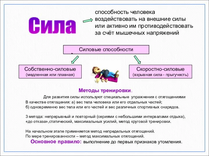 Сила Силовые способности способность человека воздействовать на внешние силы или активно