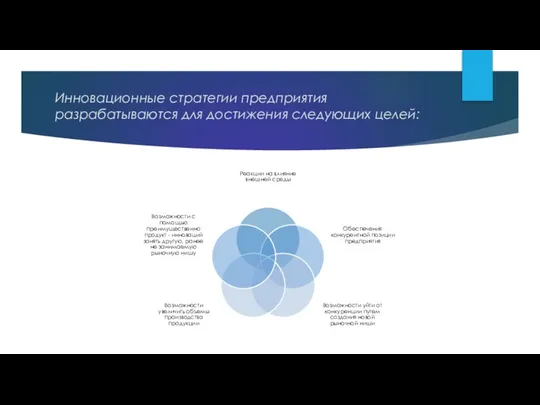 Инновационные стратегии предприятия разрабатываются для достижения следующих целей: