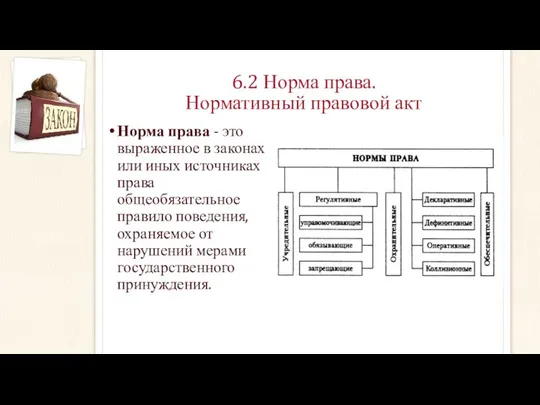 6.2 Норма права. Нормативный правовой акт Норма права - это выраженное