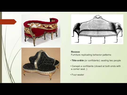 Rococo Furniture replicating behavior patterns Tête-a-tête (or confidante): seating two people