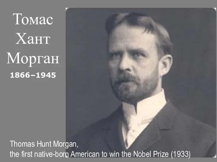 Томас Хант Морган 1866–1945 Thomas Hunt Morgan, the first native-born American