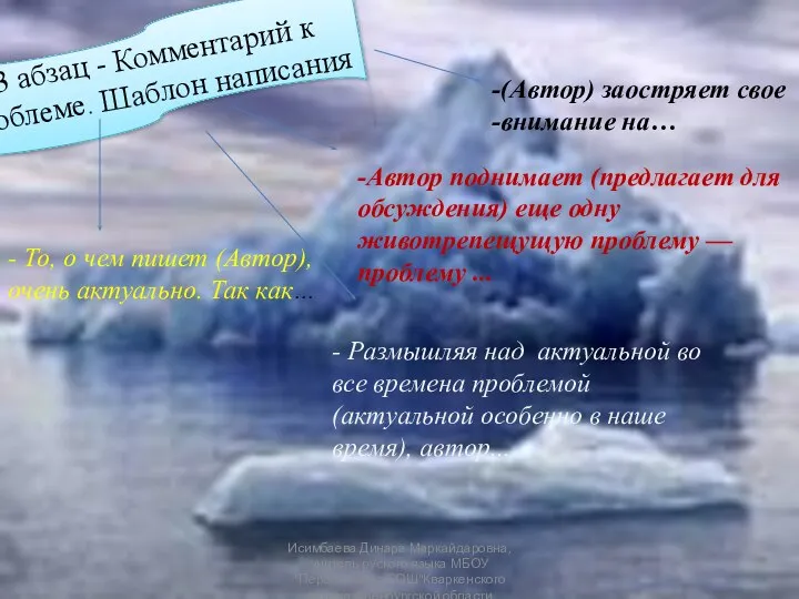 3 абзац - Комментарий к проблеме. Шаблон написания - То, о