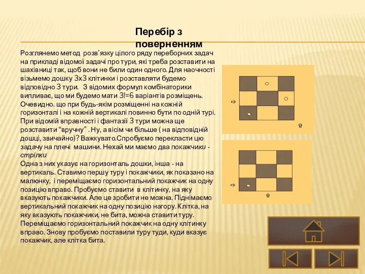 Розглянемо метод розв’язку цілого ряду переборних задач на прикладі відомої задачі