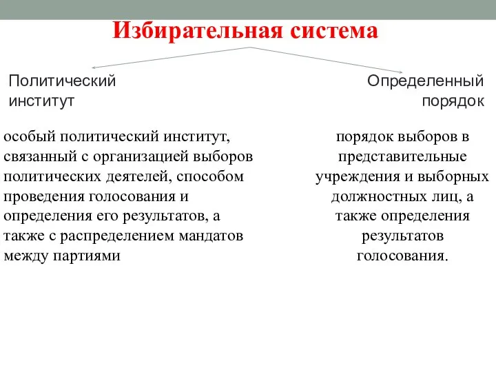 особый политический институт, связанный с организацией выборов политических деятелей, способом проведения