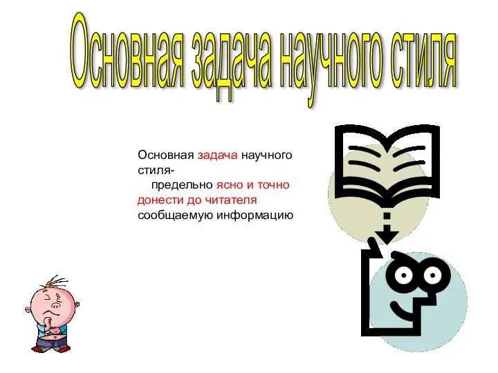 Основная задача научного стиля Основная задача научного стиля- предельно ясно и