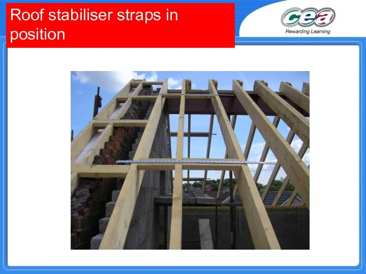 Roof stabiliser straps in position