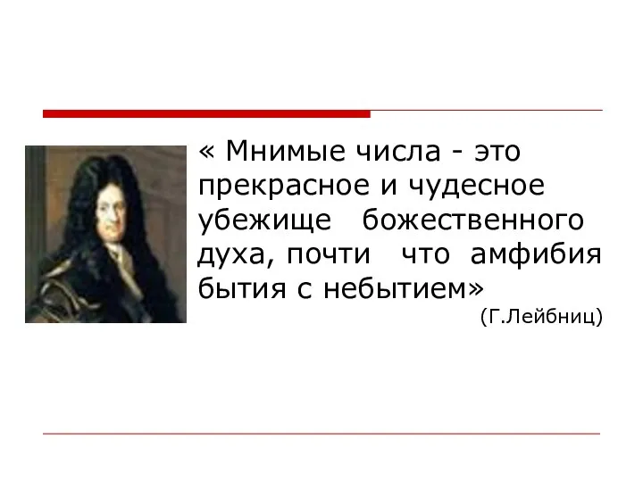 « Мнимые числа - это прекрасное и чудесное убежище божественного духа,