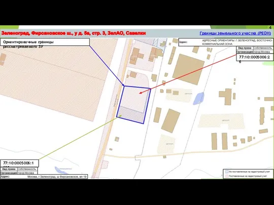 Зеленоград, Фирсановское ш., у д. 5а, стр. 3, ЗелАО, Савелки 77:10:0005006:26 77:10:0005006:1628 Ориентировочные границы рассматриваемого ЗУ