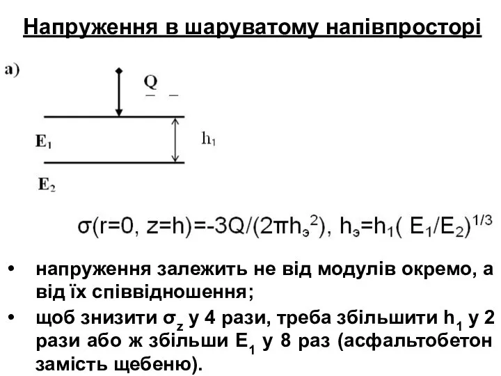 Напруження в шаруватому напівпросторі напруження залежить не від модулів окремо, а