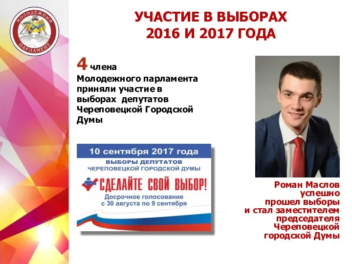 4 члена Молодежного парламента приняли участие в выборах депутатов Череповецкой Городской