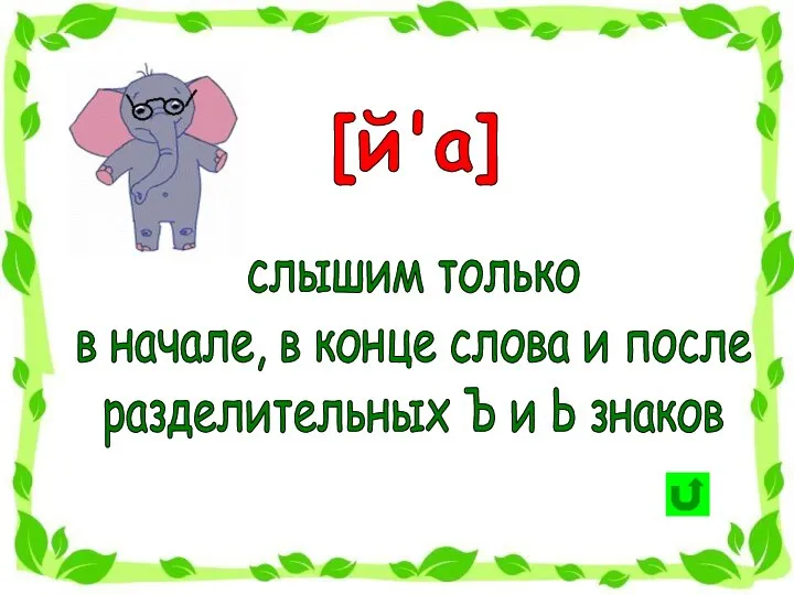 [й'а] слышим только в начале, в конце слова и после разделительных Ъ и Ь знаков