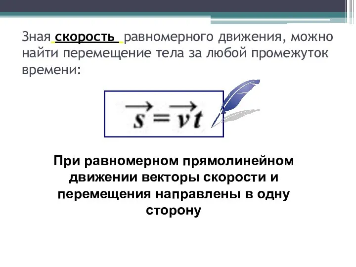 Зная скорость равномерного движения, можно найти перемещение тела за любой промежуток