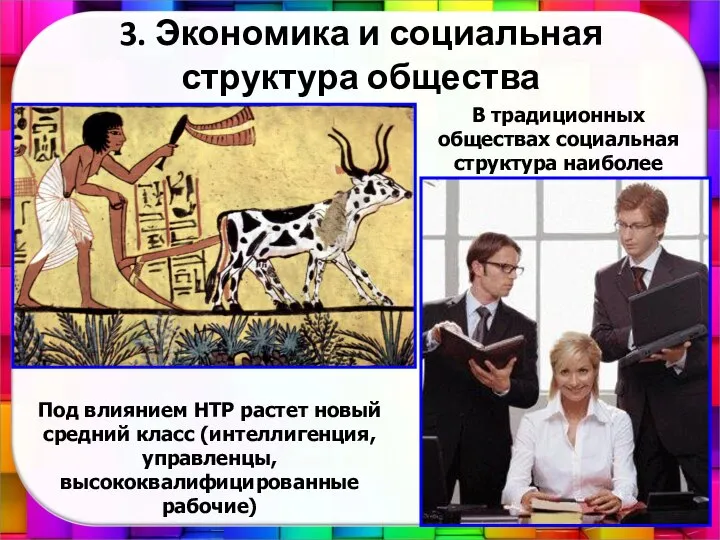 3. Экономика и социальная структура общества В традиционных обществах социальная структура