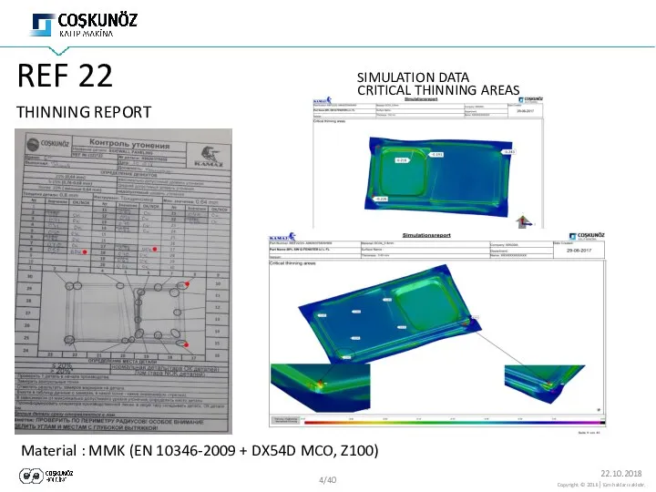 REF 22 THINNING REPORT SIMULATION DATA CRITICAL THINNING AREAS Material :